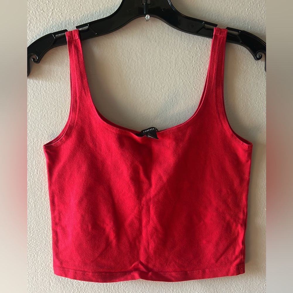 Forever 21 Red Scoop Neck Tank Top